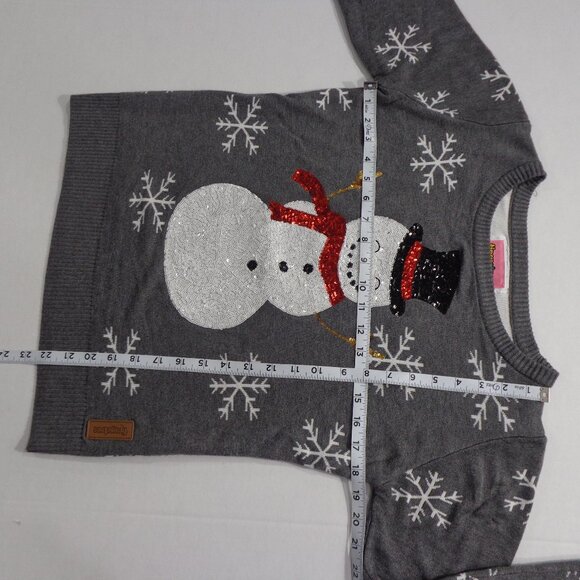 Tipsy Elves Women’s Sequined Snow Day Sweater Ugly Christmas Gray Snowman Size M - Picture 4 of 6